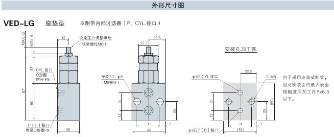 顺序阀VED-LG外形尺寸