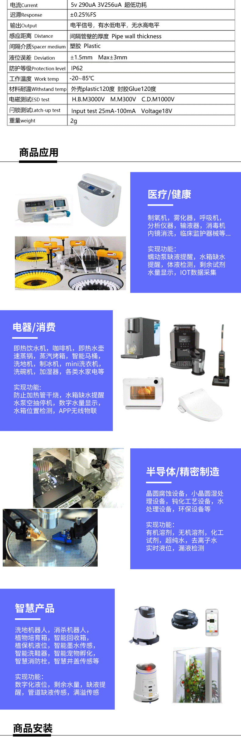 液体液位传感器 参数