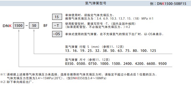 pascal帕斯卡DNK氮气弹簧型号表示